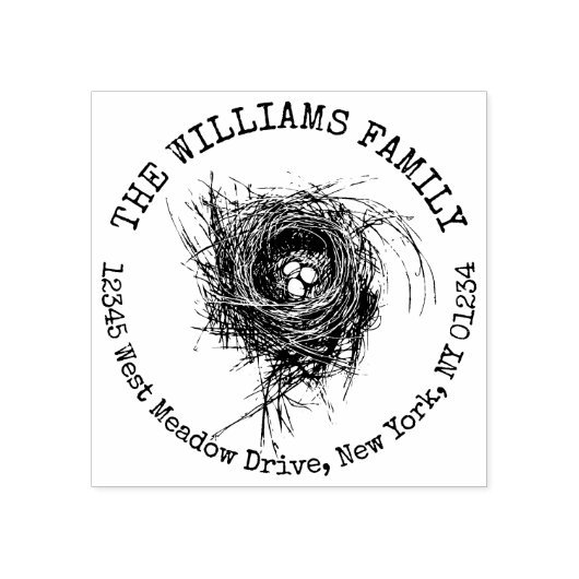 Familienaam Vogels Nest met Eieren Natuur Custom Rubberstempel (Afrduk)