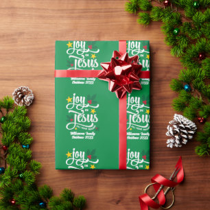 Familienaam VREUGDE IN JESUS Christmiskrans Cadeaupapier