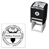 Familienaam Vrolijk Kerstmis Rendier thema Zelfinktende Stempel (In situ)
