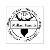 Familienaam Vrolijk Kerstmis Rendier thema Zelfinktende Stempel (Design)