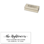 Familienaam Whimsical Script Swash Retouradres Rubberstempel (Gestempeld)