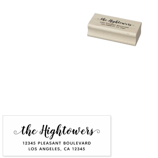 Familienaam Whimsical Script Swash Return Address Rubberstempel (Gestempeld)