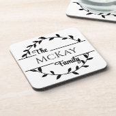 Familienaam Whimsical Wreath Beverage Coaster Bier Onderzetter (Linkerzijde)