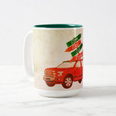 Familienaam Winter  Rode Vrachtwagen Kerst Mok (Voorkant links)