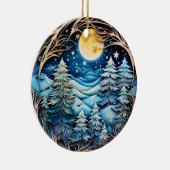 Familienaam Winter Wonderland Forest gepersonalise Keramisch Ornament (Rechts)