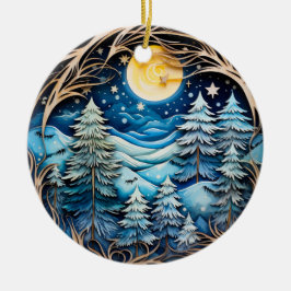 Familienaam Winter Wonderland Forest gepersonalise Keramisch Ornament