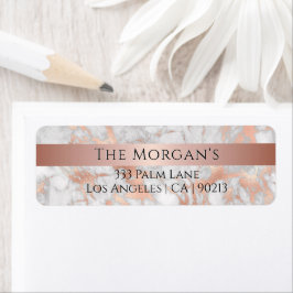 Familienaam, wit en Roos Gold marble Label