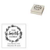 Familienaam Wreatadres Crest Rubberstempel (Gestempeld)