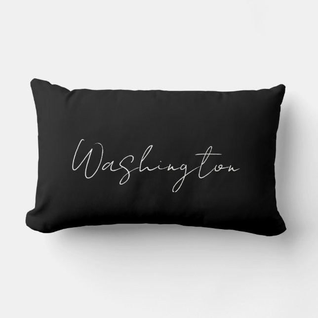 Familienaam Zwart en Wit Script Tekst Minimalistis Kussen (Voorkant)