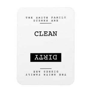 Familienaam Zwart & Wit Schone Vuil Servies Magneet