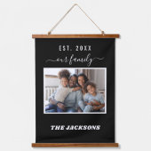 Familienaam zwart wit zwart hangend wandkleed (Voorkant)