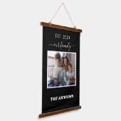 Familienaam zwart wit zwart hangend wandkleed (Gebogen)