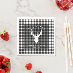 Familienaam Zwart Witte Merenhuis Gingham Streep Servet