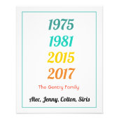 Familienamen en geboortejaren ontwerp. foto afdruk (Voorkant)