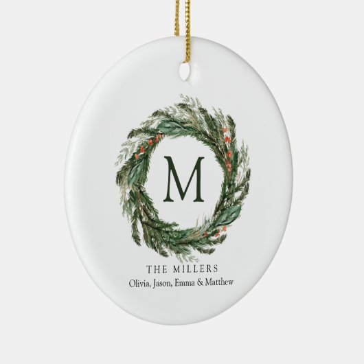 Familienamen Kerst Ornament Monogram krans (Rechts)