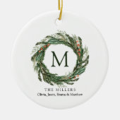 Familienamen Kerst Ornament Monogram krans (Voorkant)