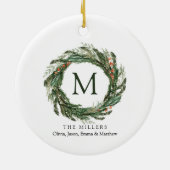 Familienamen Kerst Ornament Monogram krans (Achterkant)