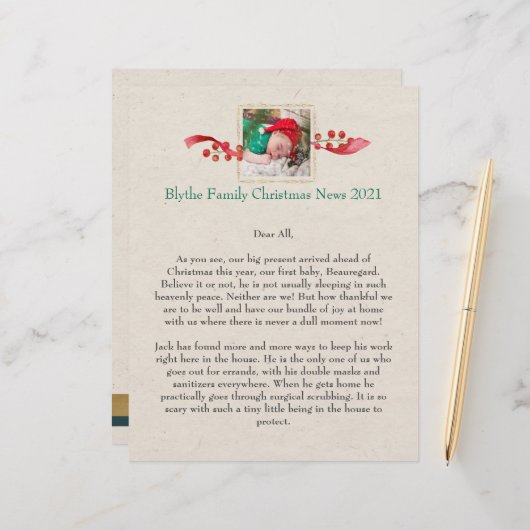 Familienieuws Kerstmis - Persoonlijke briefhoofd (Voorkant / Achterkant in situ)