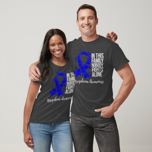 Familieondersteuning Blue Ribbon Misophonia Awaren T-shirt (Unisex)