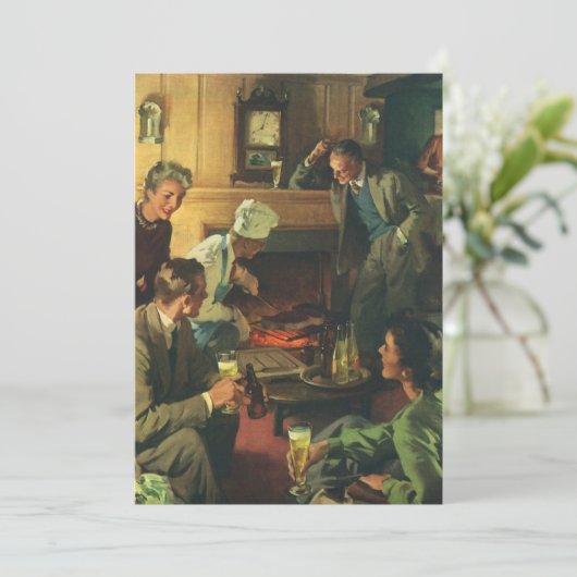 Familiepartij, Koekende steaks Drink bier Kaart (Staand voorkant)