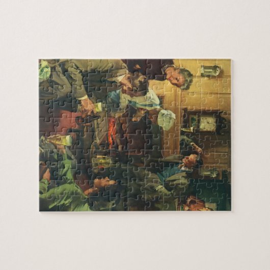  Familiepartij, Koekende steaks Drink bier Legpuzzel (Horizontaal)