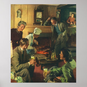 Familiepartij, Koekende steaks Drink bier Poster