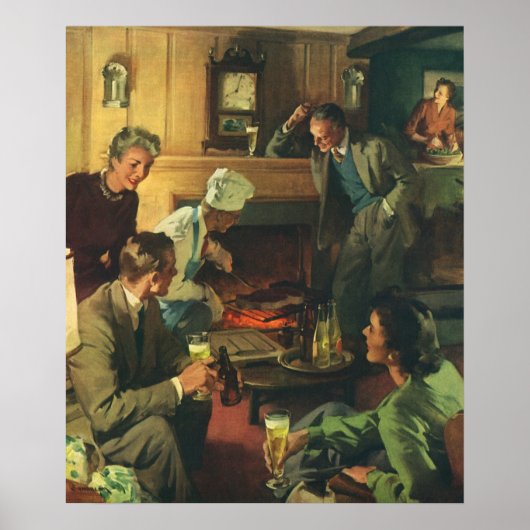  Familiepartij, Koekende steaks Drink bier Poster (Voorkant)