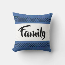 Familiepatroon Print Stijlvolle Typografie Donkerb Kussen