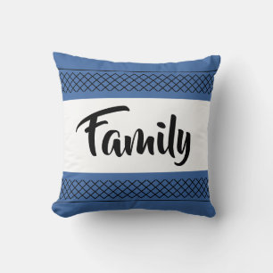 Familiepatroon Print Stijlvolle Typografie Donkerb Kussen