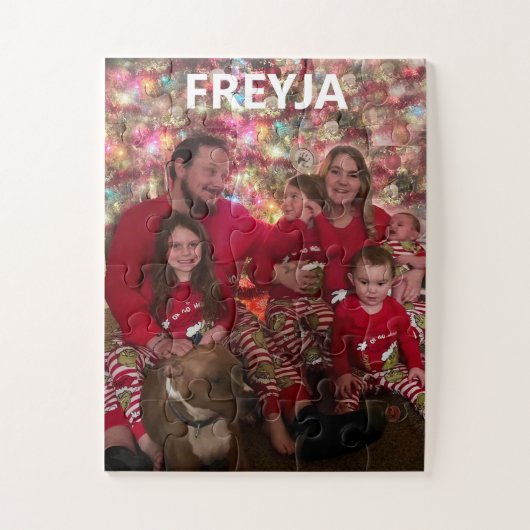 Familieportret met naam legpuzzel (Verticaal)