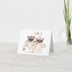 Familieportret Pug Kaart