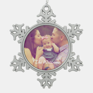 Familieportret Tin Sneeuwvlok Ornament