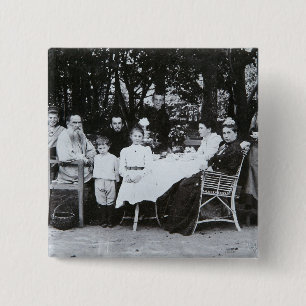Familieportret van de auteur Leo N. Tolstoy Vierkante Button 5,1 Cm