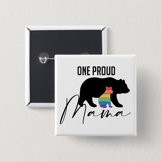 Familiepride Beren Vierkante Button 5,1 Cm (Voorkant /achterkant)