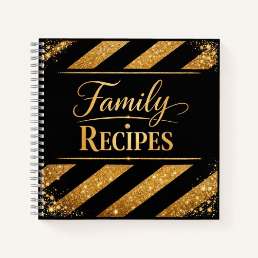 Familierecepten - Black Gold Script CookBook Notitieboek (Voorkant)