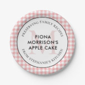 Familierecepten Red Gingham Monogram Papieren Bordje (Voorkant)