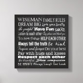 Familieregels Achternaam 10x10 Omwikkeld Canvas (Voorkant)
