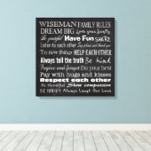 Familieregels Achternaam 20x20 Omwikkeld Canvas Afdruk (Insitu (Houten vloer))