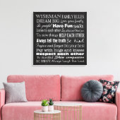 Familieregels Achternaam 20x20 Omwikkeld Canvas Afdruk (Insitu (Woonkamer))
