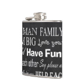 Familieregels Achternaam Gepersonaliseerde Whiskey Heupfles (Links)