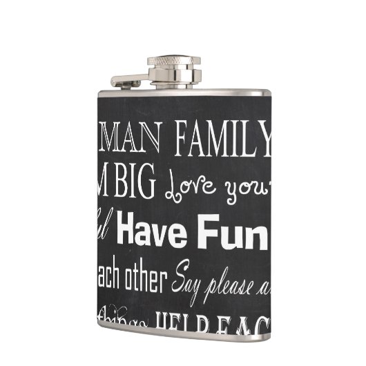 Familieregels Achternaam Gepersonaliseerde Whiskey Heupfles (Links)