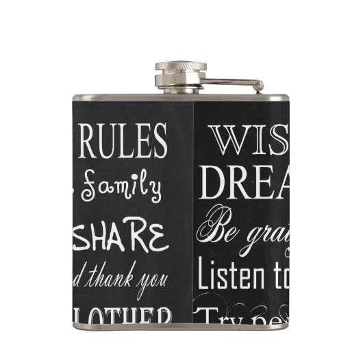 Familieregels Achternaam Gepersonaliseerde Whiskey Heupfles (Achterkant)