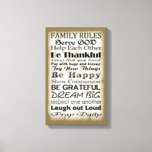 Familieregels God Canvas Afdruk