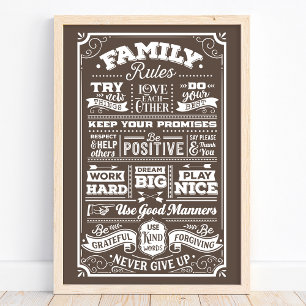 Familieregels Leuk Huisregels Typografie Poster