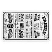 Familieregels zwart-wit magneet (Horizontaal)