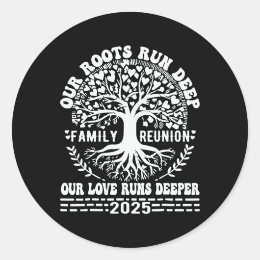 Familiereünie 2025 Onze wortels lopen diep Onze li Ronde Sticker (Voorkant)