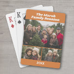 Familiereünie 3 Fotocollage - terra cotta Pokerkaarten<br><div class="desc">Onthoud je familiereünie met deze gepersonaliseerde speelkaarten met vakantiefoto's en tekst. Een leuke manier om herinneringen vast te leggen en te delen met vrienden. Voeg 3 foto's en uw favoriete bijschrift toe om een cool cadeau voor familie te maken. Gebruik horizontale landschapsfoto's voor het beste resultaat. Als u de achtergrondkleur...</div>