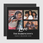 Familiereünie 3 Sectie Fotocollage Zwart Lijst (Voorkant / Achterkant)