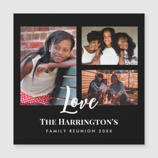 Familiereünie 3 Sectie Fotocollage Zwart Lijst (Voorkant)