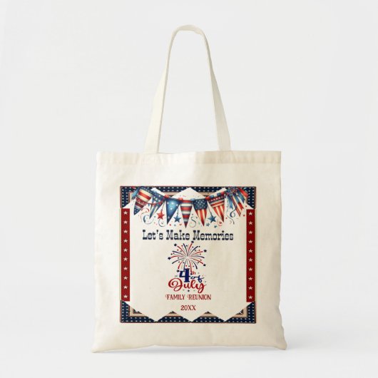 Familiereünie 4 juli Star Firecrackers Bunting Tote Bag (Voorkant)